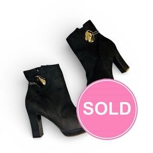 Impo Black Suede Side Zip Bootie With Gunmetal Detailing